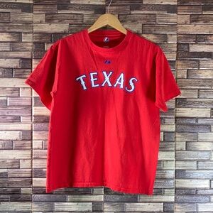 Women’s XL Majestic Red Texas Rangers T Shirt  EUC